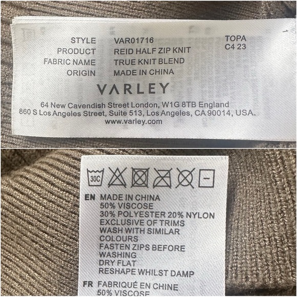 Varley Sweater Reid Half-Zip Knit Pullover Balloon Sleeves Boxy Gravity Sage M - Picture 11 of 14